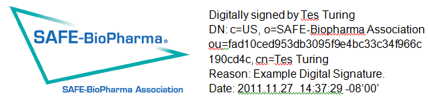 Example of a digital signature, showing that digital signatures are significantly larger than hand signatures.