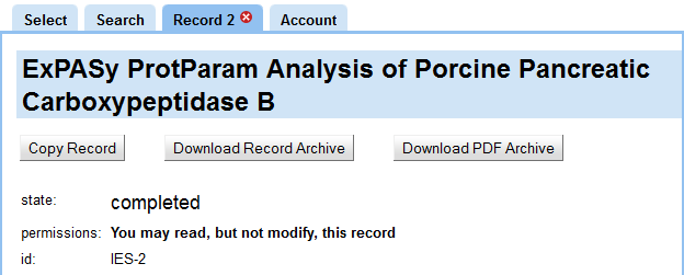 Copy Record, Download Record Archive and Download PDF Archive buttons at the top of a record in iExperiment, Colabrativ's enterprise electronic notebook. 